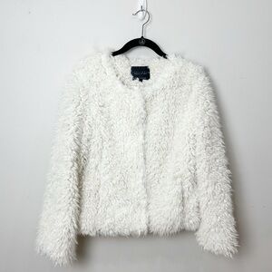 Sanctuary Faux Fur Jacket White Snap Front Soft Cozy